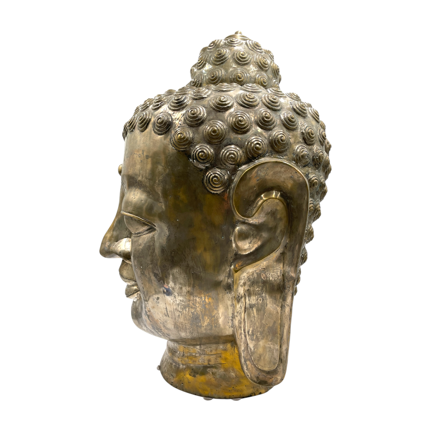 Oversized Metal Buddha Head Sculpture