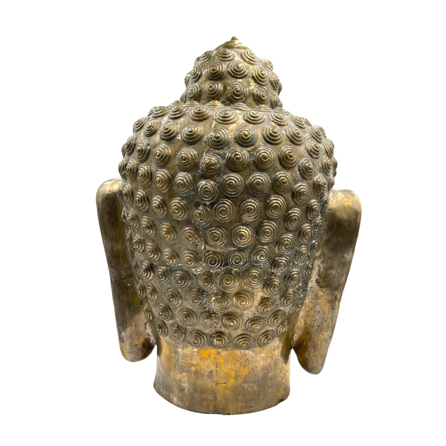 Oversized Metal Buddha Head Sculpture