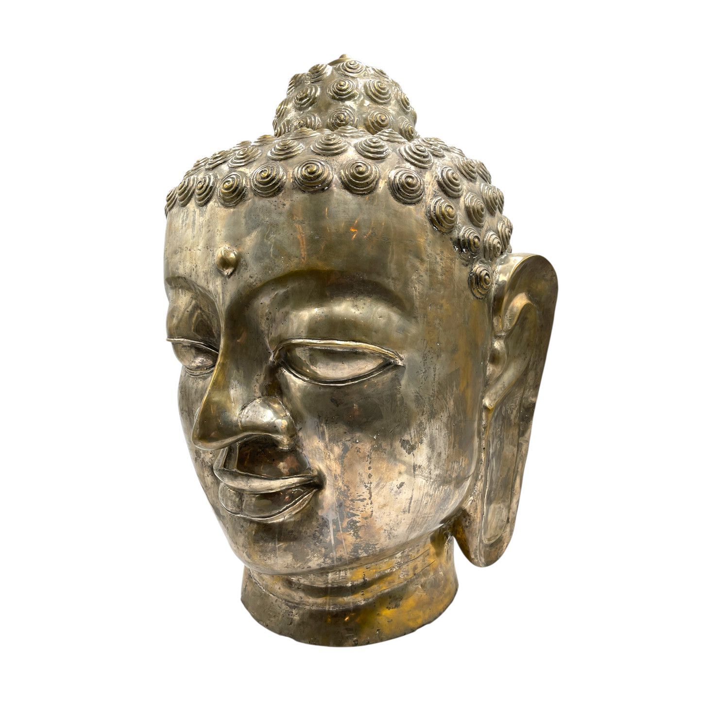 Oversized Metal Buddha Head Sculpture