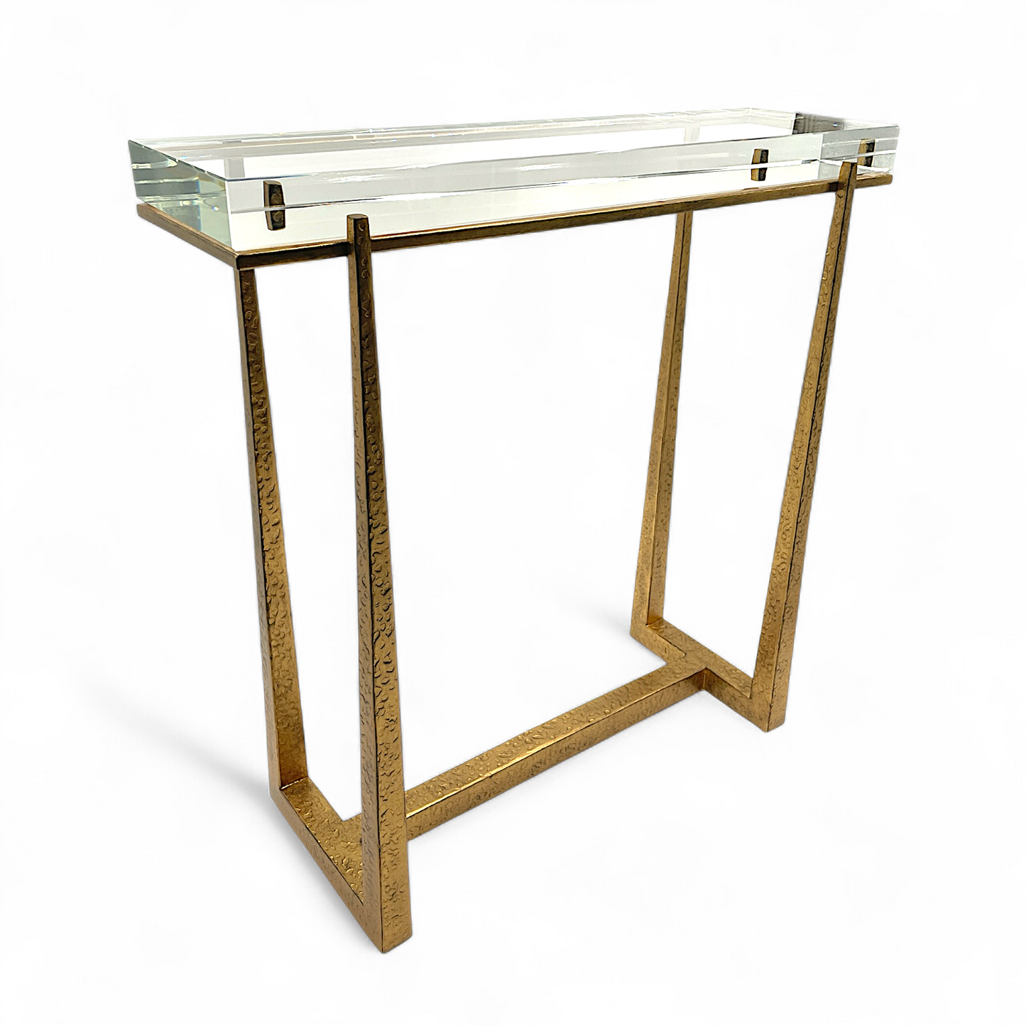 Elegant Glass-Top Table with Antique Gold Frame