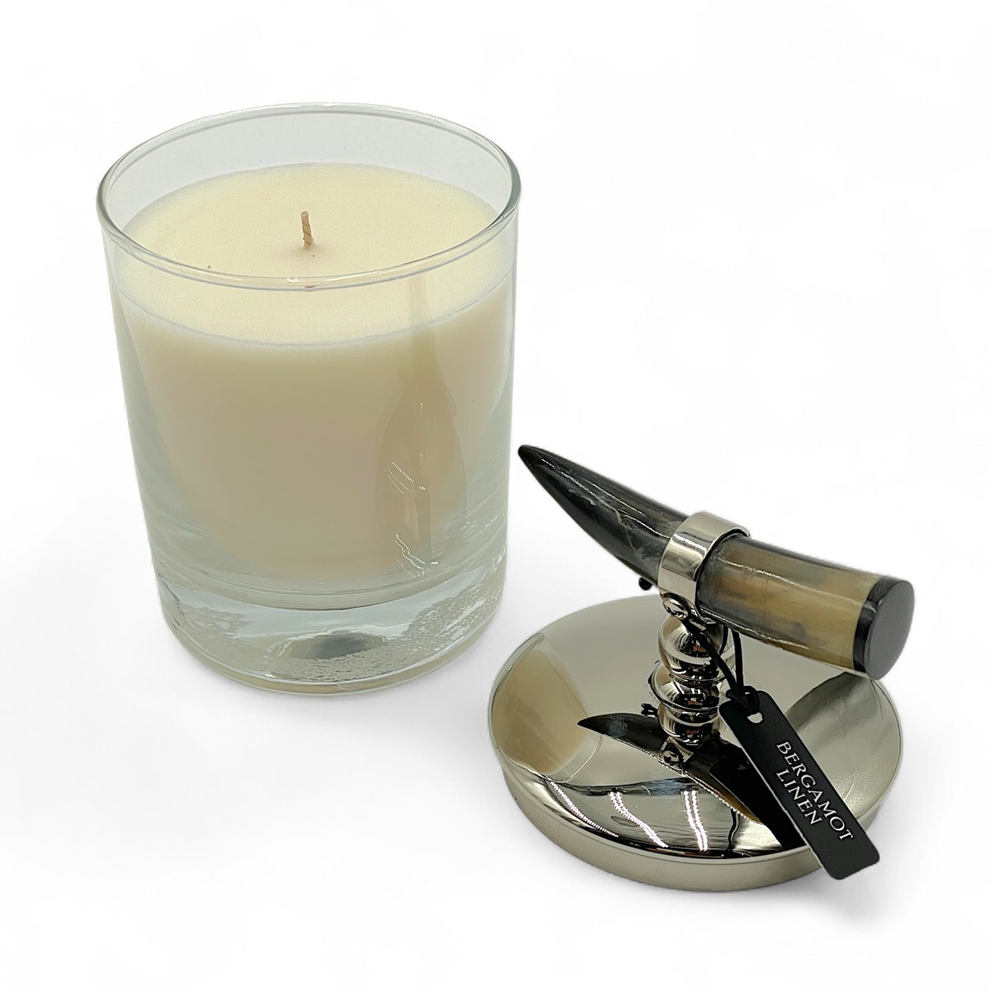 Bergamot Linen Luxury Soy Candle with Horn Lid