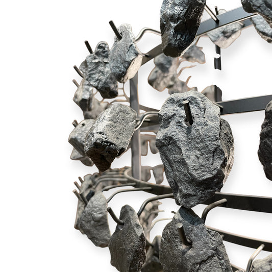 Black Steel Chandelier with Textured Black Glass