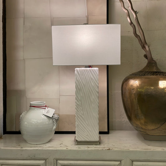 Hand-Carved White Marble Table Lamp