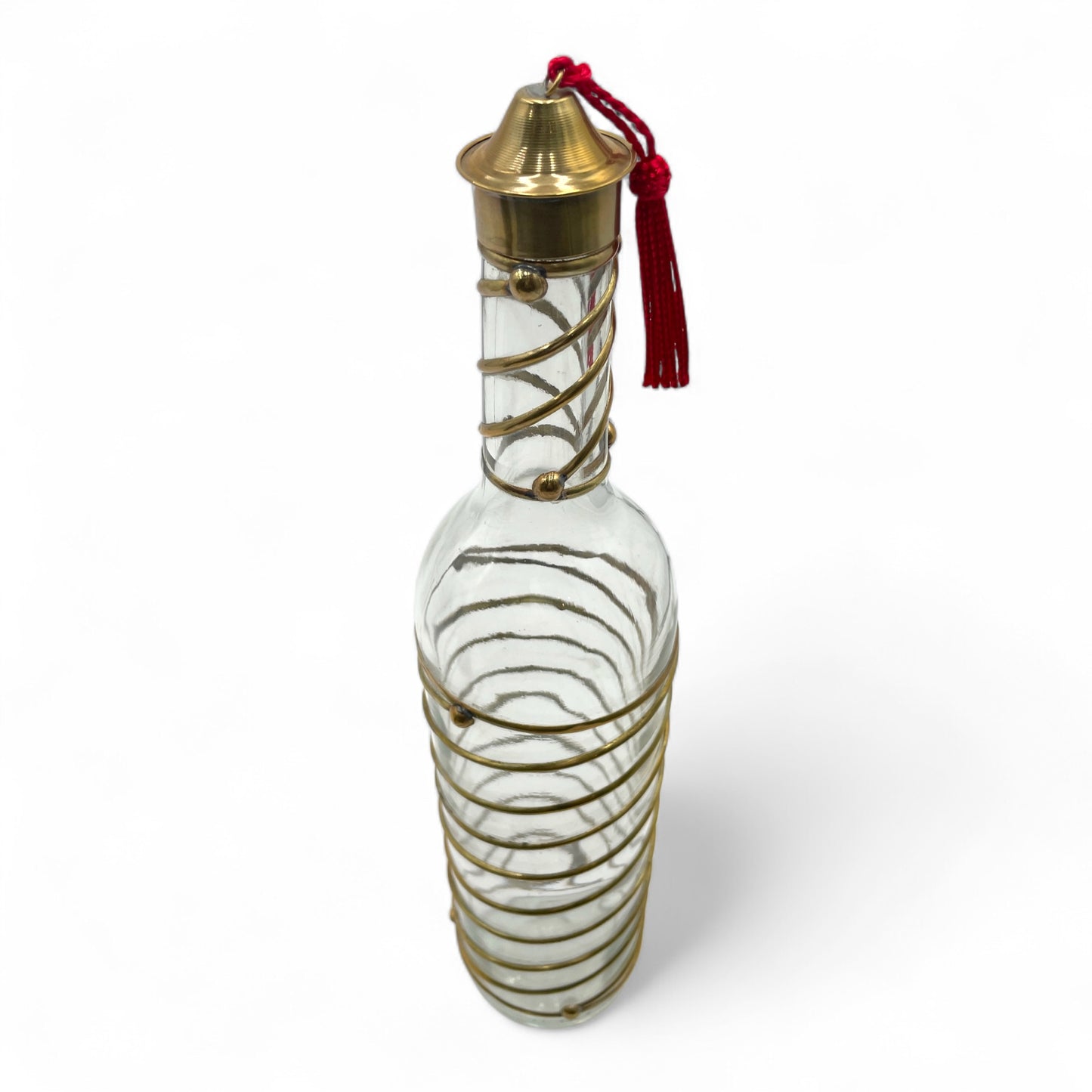 Moroccan Glass Decanter with Metallic Wrap
