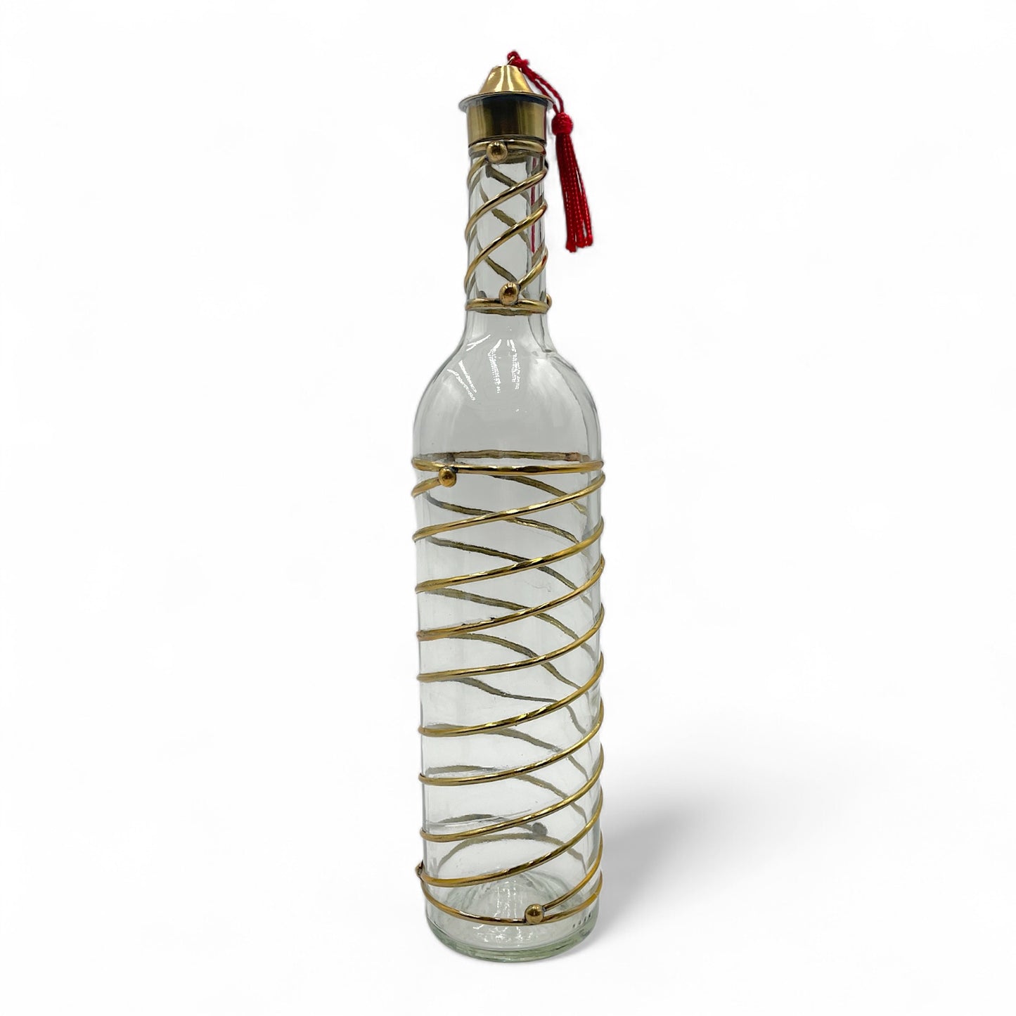 Moroccan Glass Decanter with Metallic Wrap