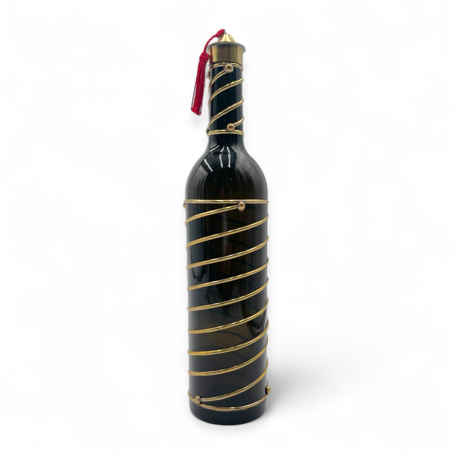 Moroccan Glass Decanter with Metallic Wrap