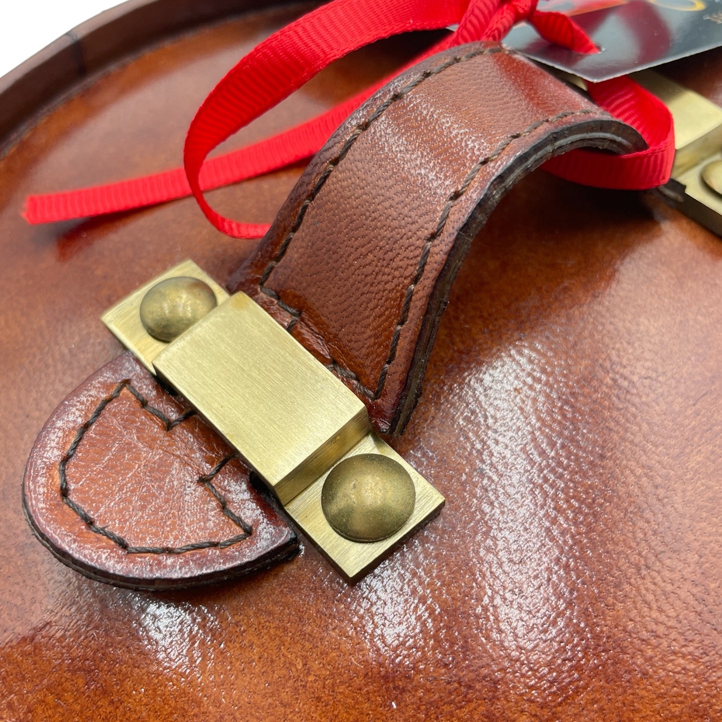 Cordovan Leather Ice Bucket with Brass Accents