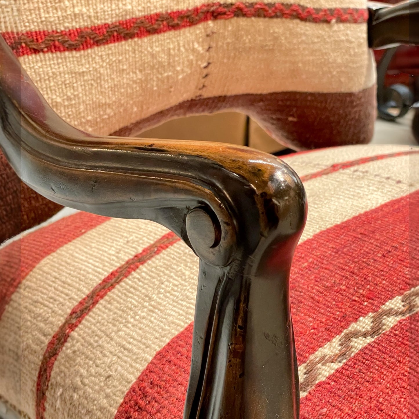 Vintage Arm Chair with Turkish Kilim Upholstery
