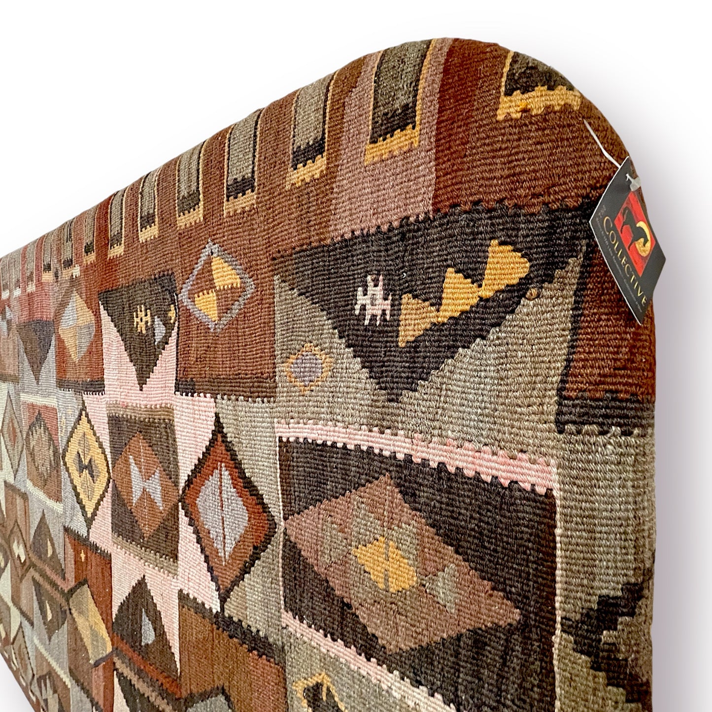 One-of-a-Kind King Headboard in Vintage Kilim Textile – Desert Geometry