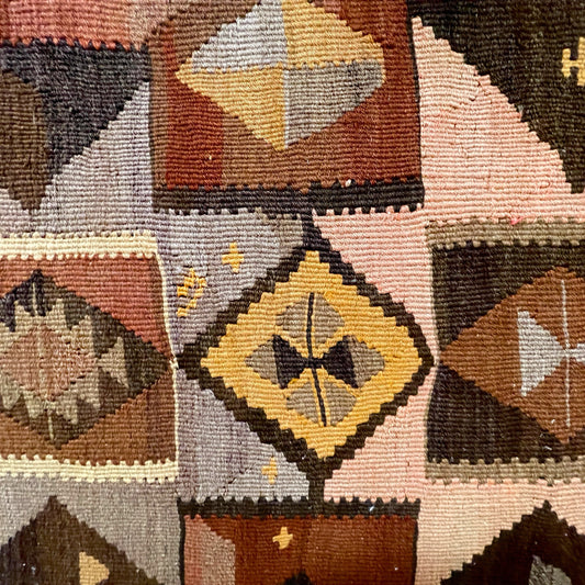 One-of-a-Kind King Headboard in Vintage Kilim Textile – Desert Geometry