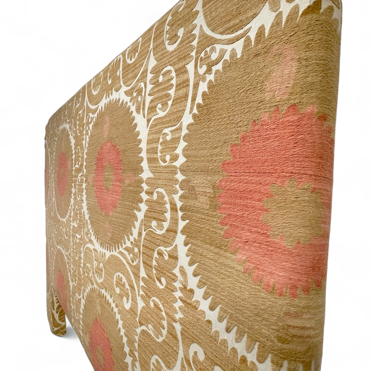 One-of-a-Kind King Headboard in Vintage Suzani Textile - Sand & Coral