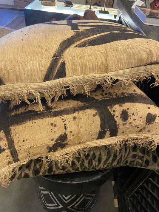 Large Hand Painted & Hand Sewn Pillow Cover by Acclaimed Artist Kader Boly 22x22