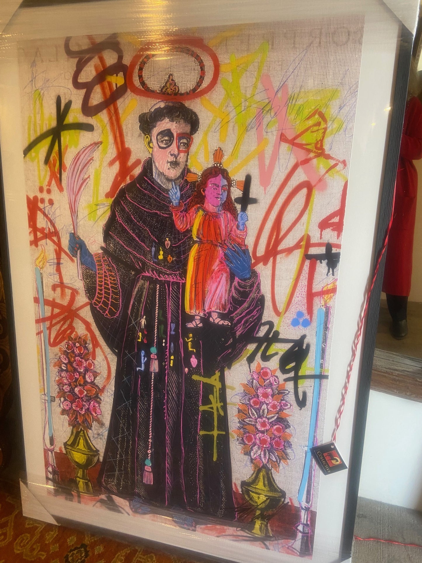 Pope Pourri Large Signed Archival Print on Paper 54 x 34   Black French Oak Frame