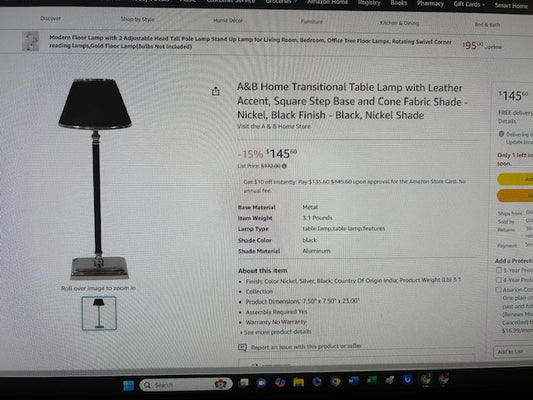 Lamp Small Candlestick Black Hair On Hide Stem And Shade
