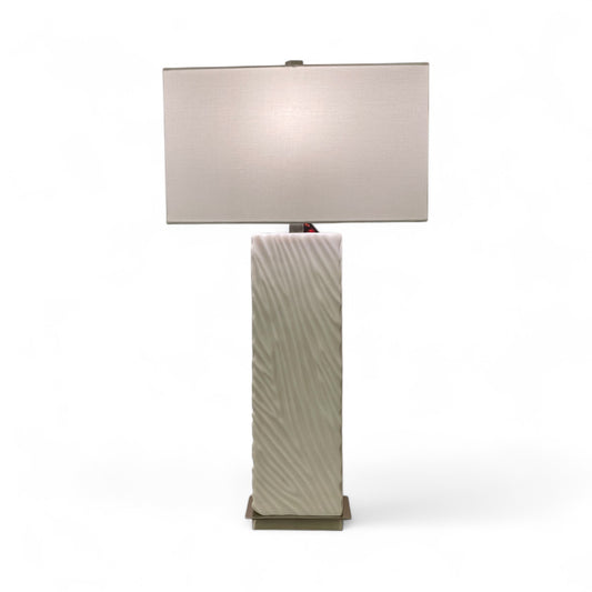 Hand-Carved White Marble Table Lamp
