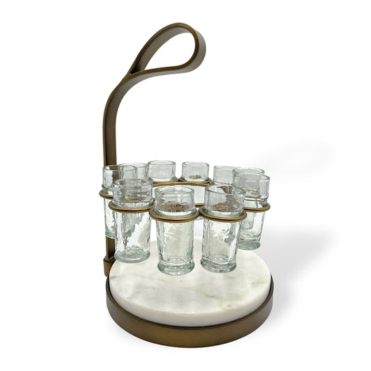 Tequilero Shot Glass Set with Marble Base