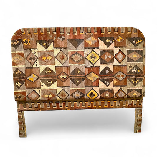 One-of-a-Kind King Headboard in Vintage Kilim Textile – Desert Geometry