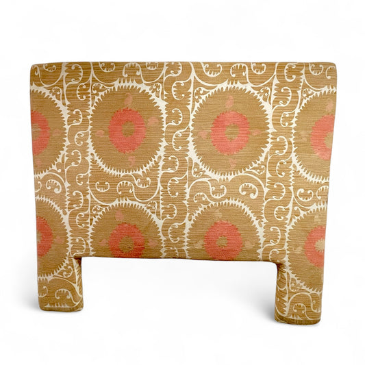 One-of-a-Kind King Headboard in Vintage Suzani Textile - Sand & Coral