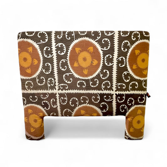One-of-a-Kind King Headboard in Vintage Uzbek Suzani Textile - Espresso & Gold