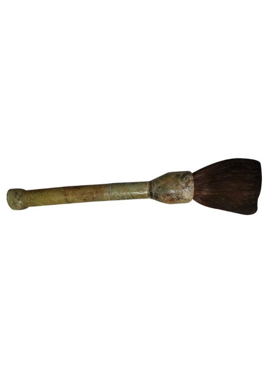 Calligraphy Brush - CB987 Carved Jade Handle Calligraphy Brush with Goat Hair Bristles 2 x 2 x 22